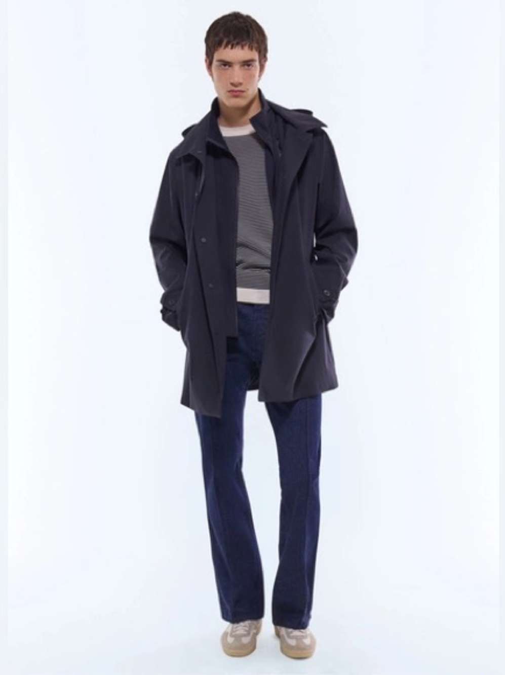 Fursac Coat Mens Medium Navy Blue Water Repellent Tech Performance